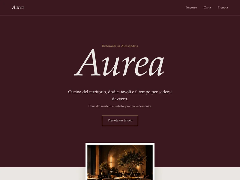 Ristorante elegante Aurea: piatto raffinato e ambientazione calda