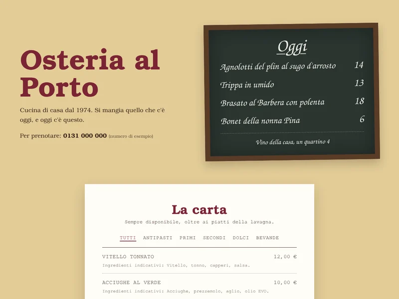 Anteprima del sito di Osteria al Porto