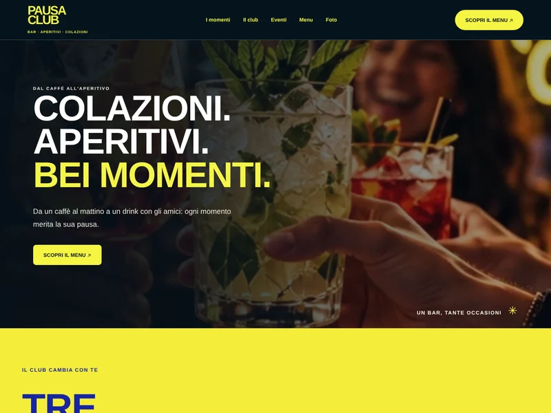 Pausa Club: design giallo e blu, drink e proposta gastronomica